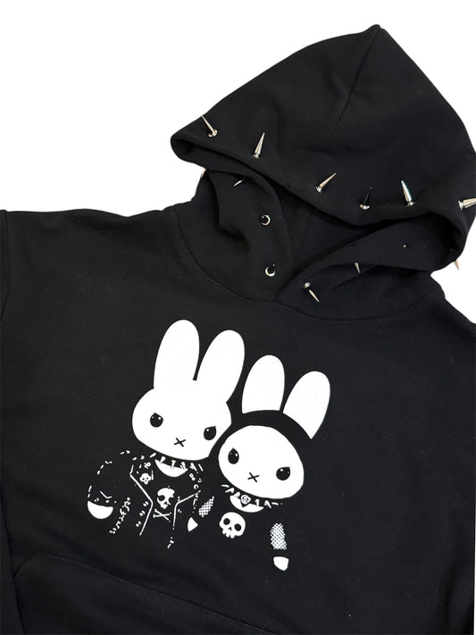 Goth Bunny Spiked Black Hoodie