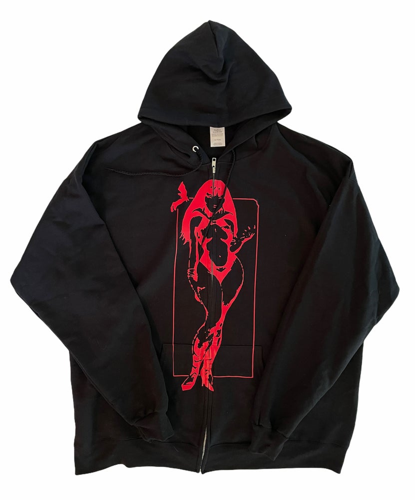 Black Edgy Vampire Girl Zip Up Hoodie custombydylan