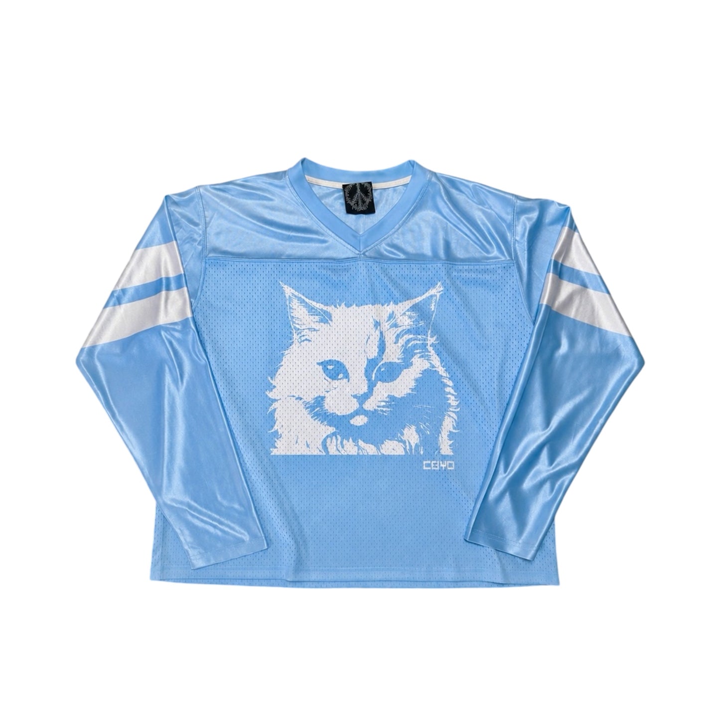 Kitty Baby Blue Long Sleeve Football Jersey