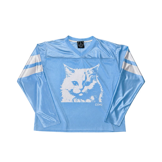 Kitty Baby Blue Long Sleeve Football Jersey