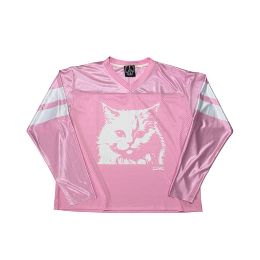 Kitty Pastel Pink Long Sleeve Football Jersey