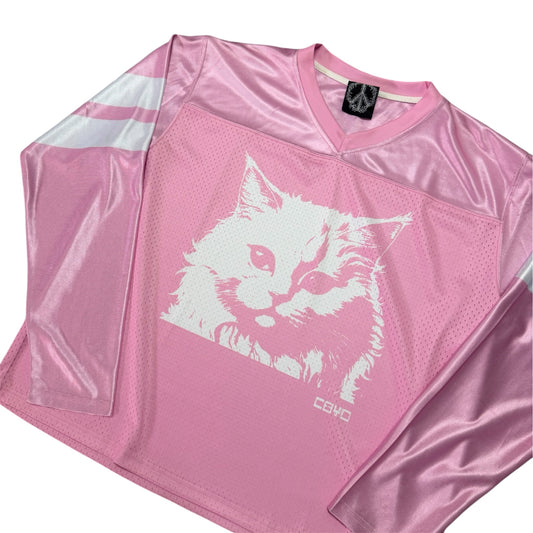 Kitty Pastel Pink Long Sleeve Football Jersey