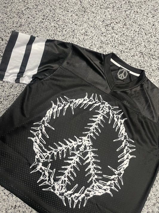 Peace and Bones Black Football Jersey