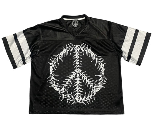 Peace and Bones Black Football Jersey