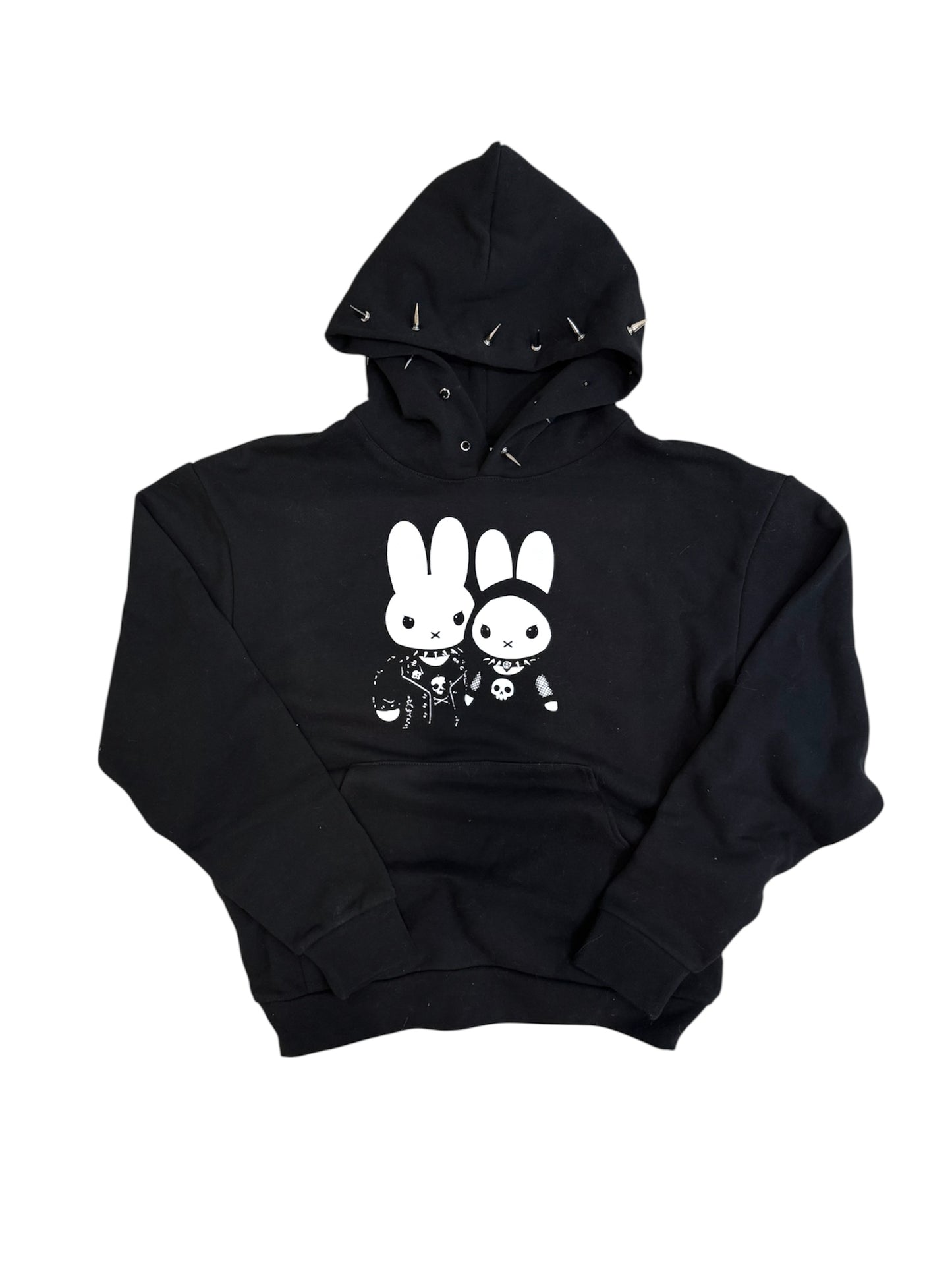 Goth Bunny Spiked Black Hoodie