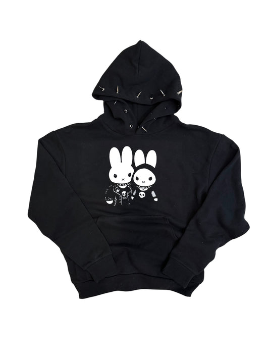 Goth Bunny Spiked Black Hoodie
