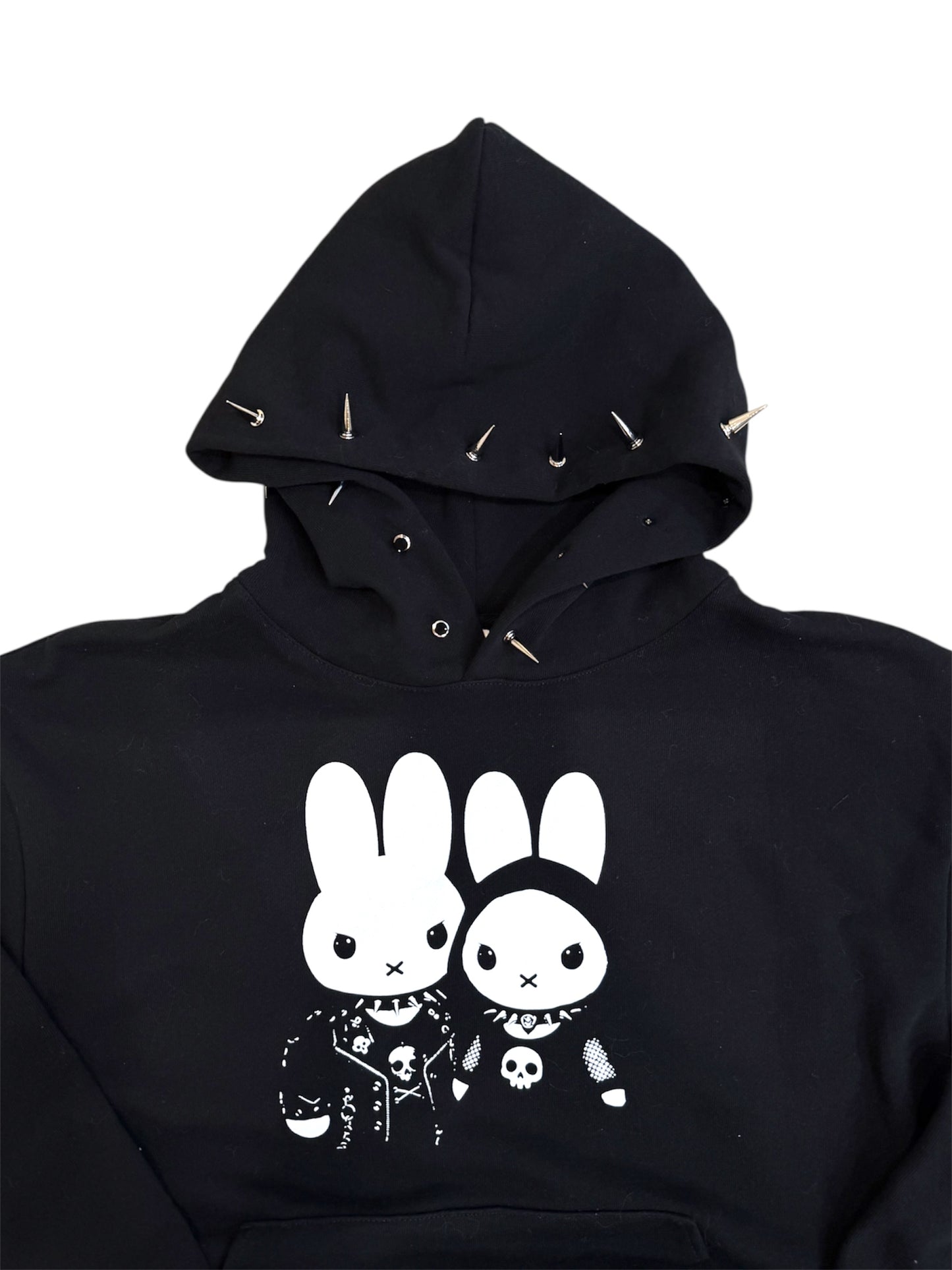 Goth Bunny Spiked Black Hoodie