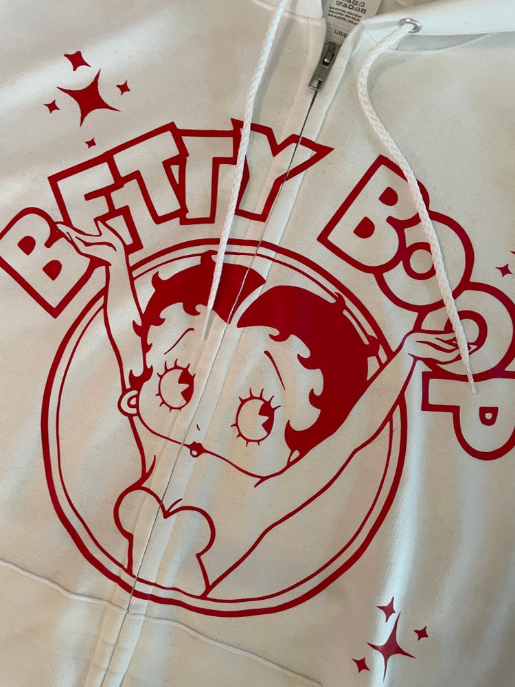 White Betty Boop Circle Zip - Up Hoodie